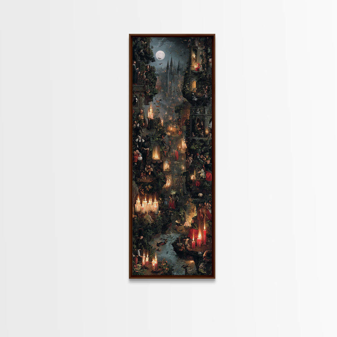 Gothic Romance, Medieval Grotesque Art, Tall Narrow Wall Art, Dark Fantasy Wall Art, Canvas Print, Halloween Wall Art