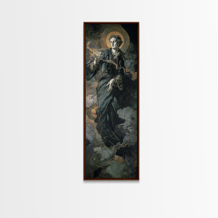 Gothic Romance, Dark Renaissance Art, Tall Narrow Wall Art, Macabre Wall Art, Framed Canvas Print, Halloween Wall Art