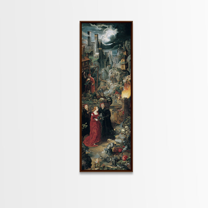 Gothic Romance, Danse Macabre Art, Tall Narrow Wall Art, Gothic Horror Wall Art, Framed Canvas Print, Halloween Wall Art