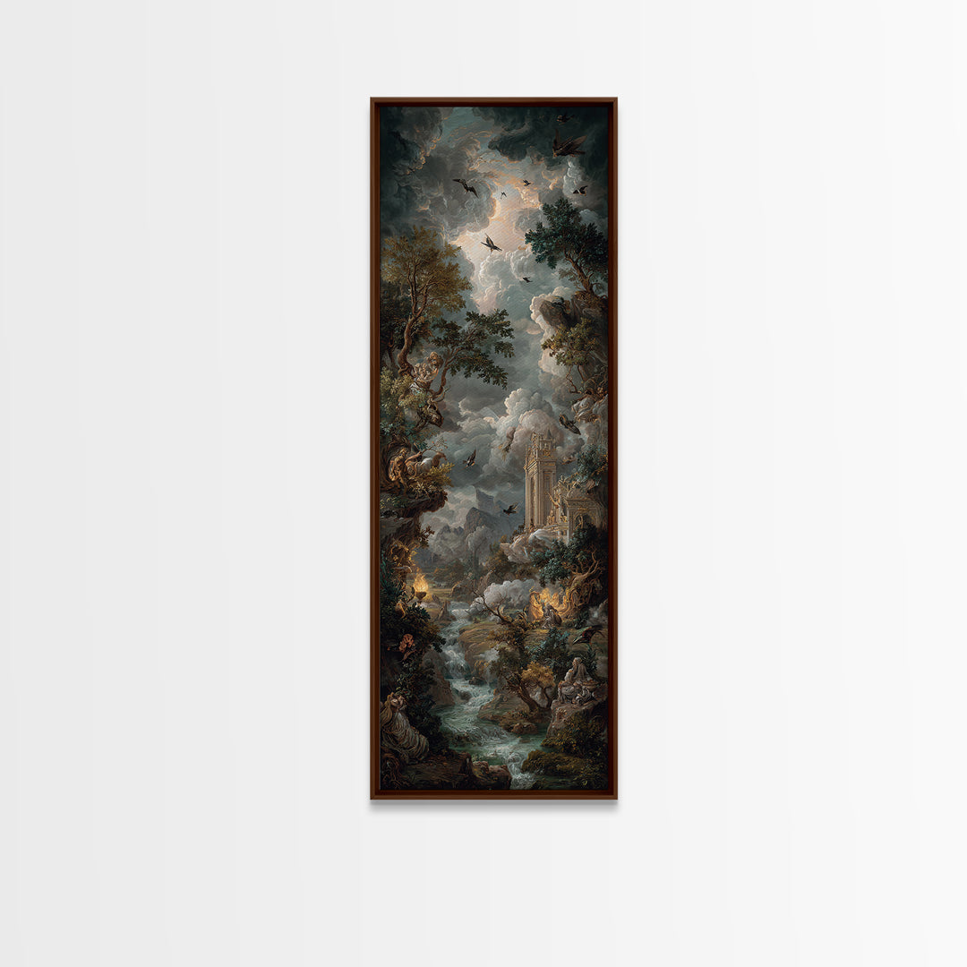 Gothic Romance, Baroque Witchcraft Art, Tall Narrow Wall Art, Macabre Wall Art, Canvas Print, Halloween Wall Art, Spooky Wall Decor