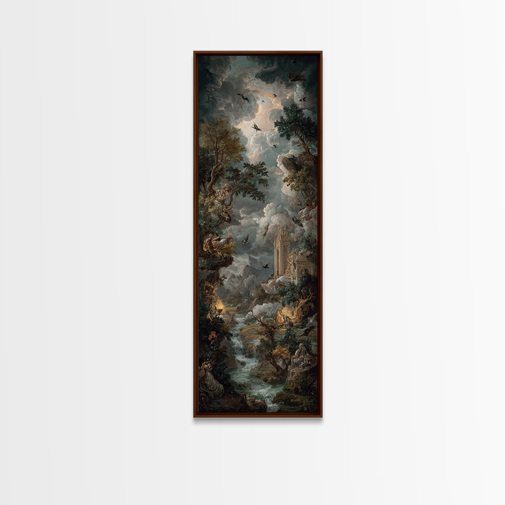 Gothic Romance, Baroque Witchcraft Art, Tall Narrow Wall Art, Macabre Wall Art, Canvas Print, Halloween Wall Art, Spooky Wall Decor
