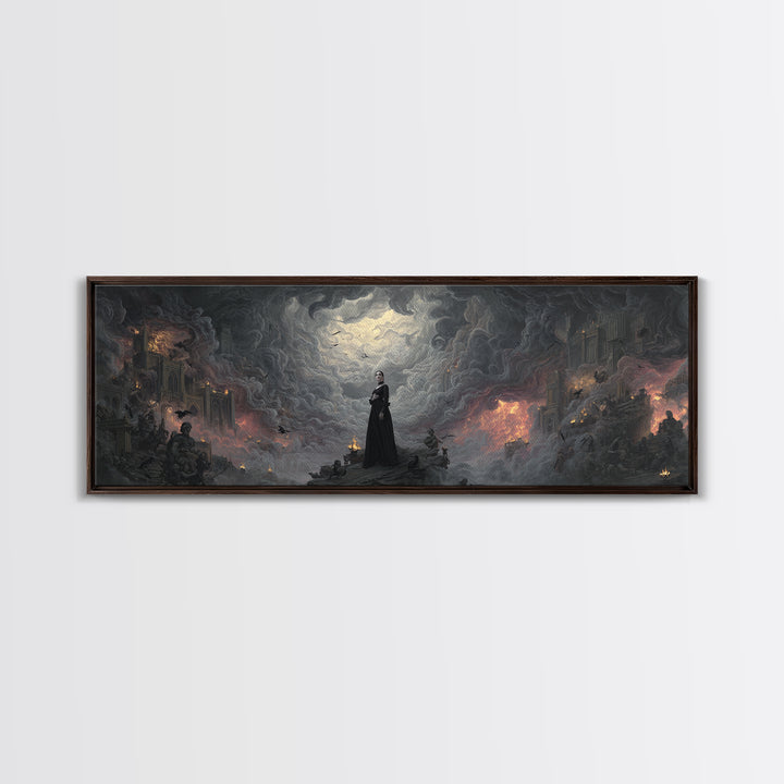 Gothic Romance, Apocalyptic Romantic Art, Extra Wide Wall Art, Gothic Horror Wall Art, Framed Canvas Print, Halloween Wall Art