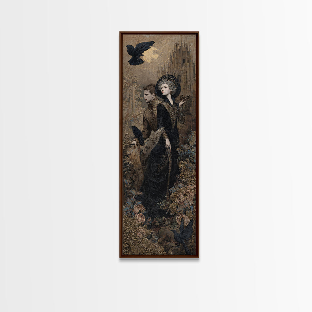 Gothic Romance, Ornate Symbolist Art, Tall Narrow Wall Art, Gothic Horror Wall Art, Canvas Print, Halloween Wall Art