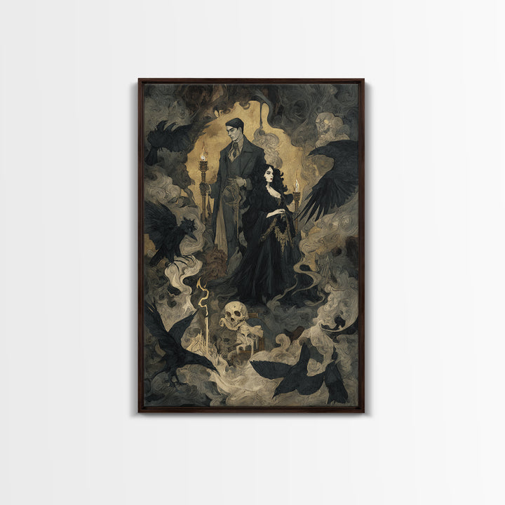 Gothic Romance, Dark Symbolist Art, Vertical Wall Art, Dark Halloween Decor, Canvas Print, Halloween Wall Art, Gothic Home Decor