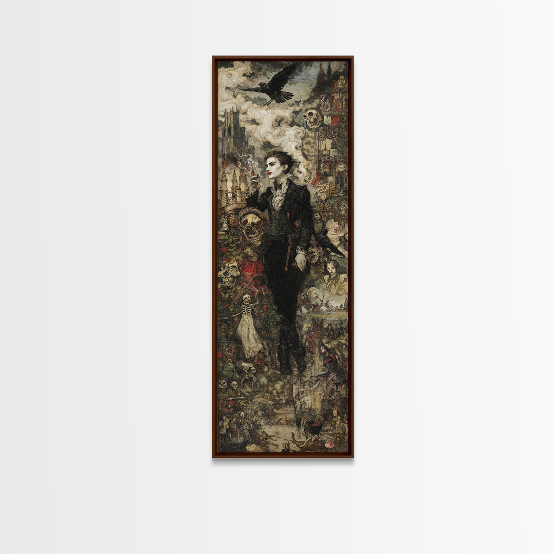 Gothic Romance, Grotesque Carnival Art, Tall Narrow Wall Art, Dark Fantasy Wall Art, Framed Canvas Print, Halloween Wall Art