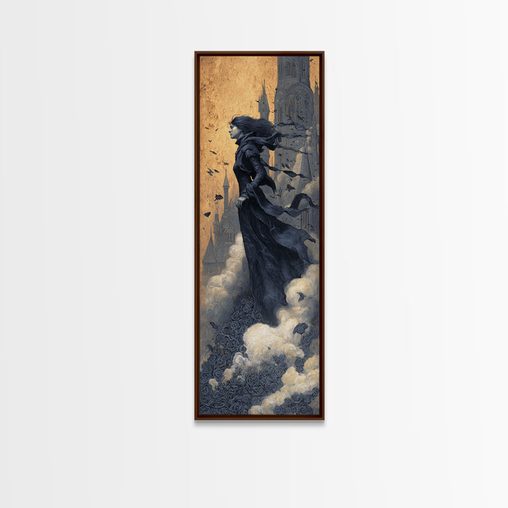 Gothic Romance, Surreal Apocalyptic Art, Tall Narrow Wall Art, Dark Halloween Decor, Framed Canvas Print, Halloween Wall Art
