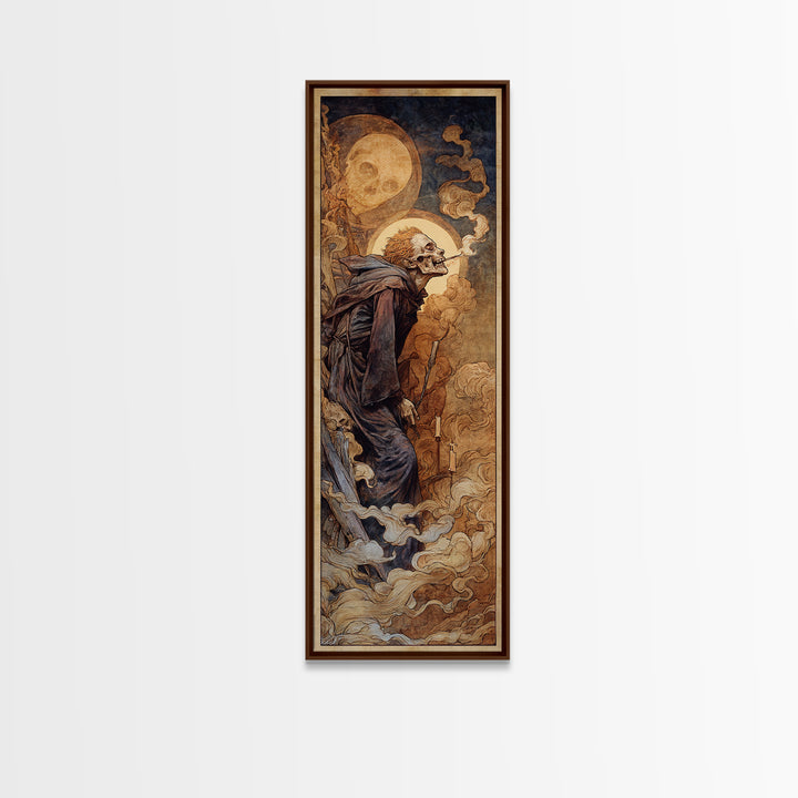 Haunted Seaside Halloween, Dark Renaissance Art, Tall Narrow Wall Art, Dark Halloween Decor, Framed Canvas Print