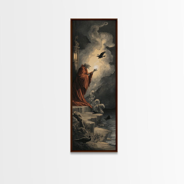 Haunted Seaside Halloween, Gothic Nightmare Art, Tall Narrow Wall Art, Macabre Wall Art, Canvas Print, Halloween Wall Art