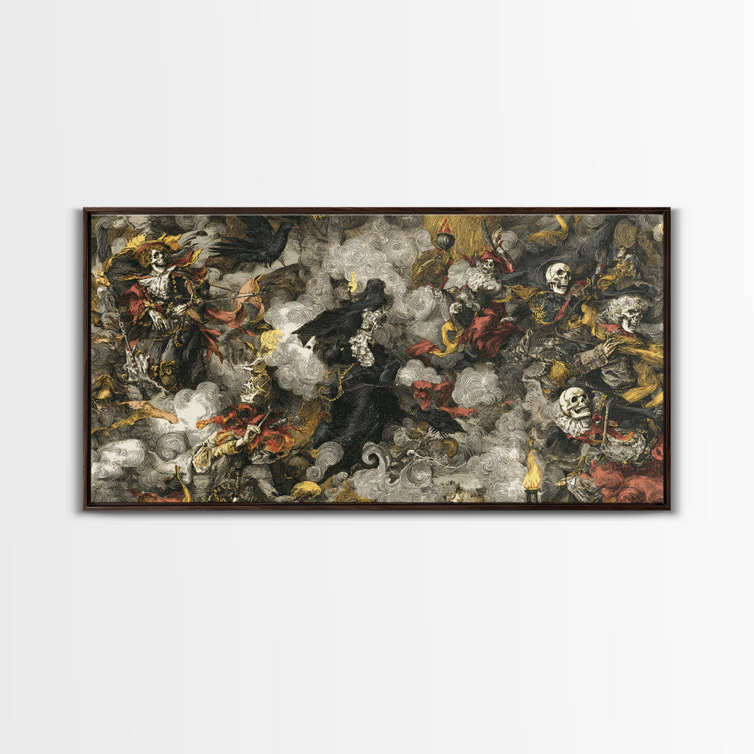Haunted Seaside Halloween, Grotesque Carnival Art, Wide Panoramic Art, Dark Fantasy Wall Art, Canvas Print, Halloween Wall Art