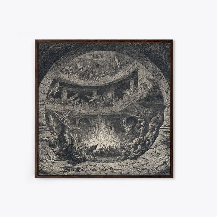 The Candlelit Crypt, Renaissance Engraving Art, Square Wall Art, Macabre Wall Art, Framed Canvas Print, Halloween Wall Art