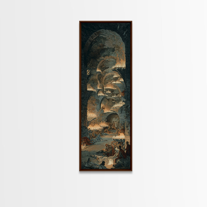 The Candlelit Crypt, Visionary Gothic Art, Tall Narrow Wall Art, Gothic Horror Wall Art, Canvas Print, Halloween Wall Art