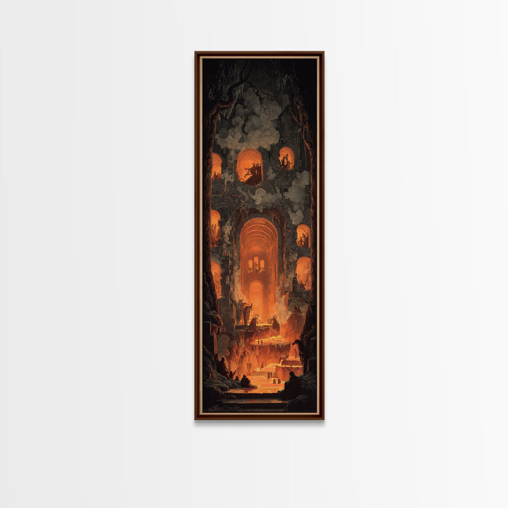 The Candlelit Crypt, Apocalyptic Romantic Art, Tall Narrow Wall Art, Macabre Wall Art, Framed Canvas Print, Halloween Wall Art