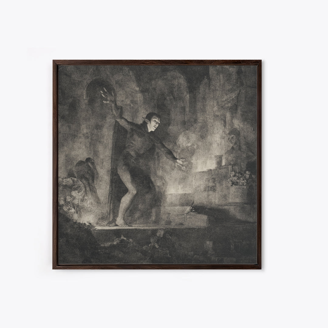 The Candlelit Crypt, Symbolist Dream Art, Square Wall Art, Macabre Wall Art, Framed Canvas Print, Halloween Wall Art, Halloween Decor