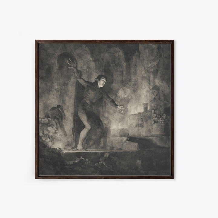 The Candlelit Crypt, Symbolist Dream Art, Square Wall Art, Macabre Wall Art, Framed Canvas Print, Halloween Wall Art, Halloween Decor