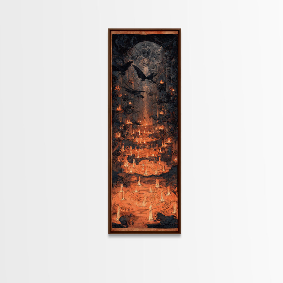 The Candlelit Crypt, Expressionist Gothic Art, Tall Narrow Wall Art, Macabre Wall Art, Canvas Print, Halloween Wall Art, Statement Wall Art