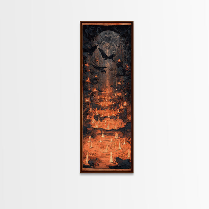 The Candlelit Crypt, Expressionist Gothic Art, Tall Narrow Wall Art, Macabre Wall Art, Canvas Print, Halloween Wall Art, Statement Wall Art