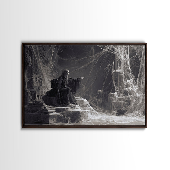 Black Lace And Cobwebs, Baroque Witchcraft Art, Landscape Wall Art, Dark Fantasy Wall Art, Canvas Print, Halloween Wall Art