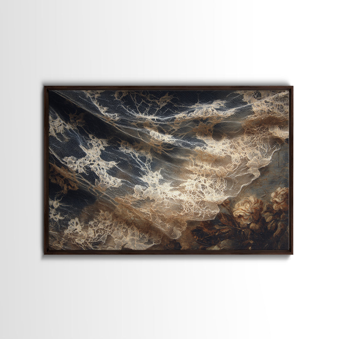 Black Lace And Cobwebs, Dark Romantic Horror Art, Landscape Wall Art, Macabre Wall Art, Canvas Print, Halloween Wall Art