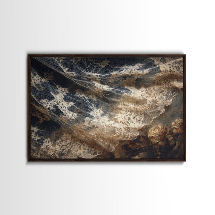 Black Lace And Cobwebs, Dark Romantic Horror Art, Landscape Wall Art, Macabre Wall Art, Canvas Print, Halloween Wall Art