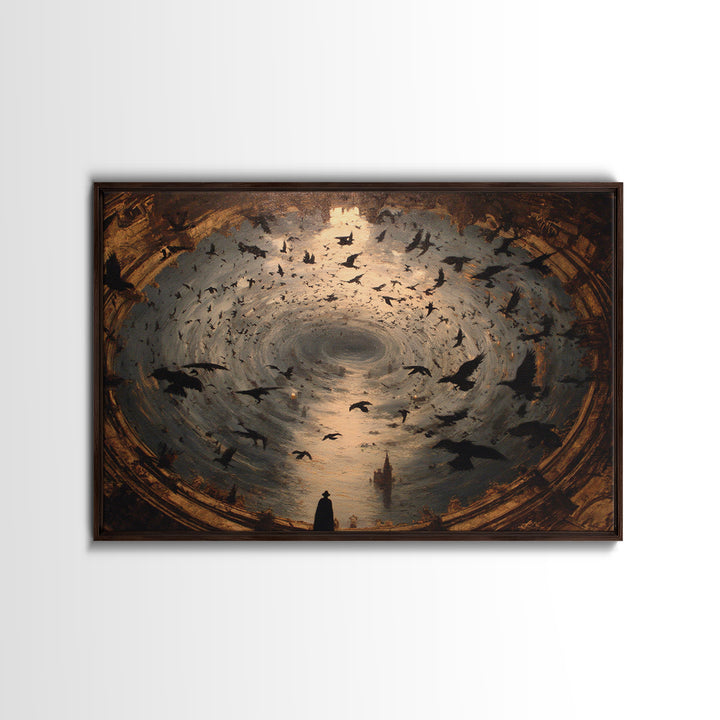 Ravens And Ruins, Symbolist Gothic Landscape, Landscape Wall Art, Dark Halloween Decor, Canvas Print, Halloween Wall Art, Horror Wall Art