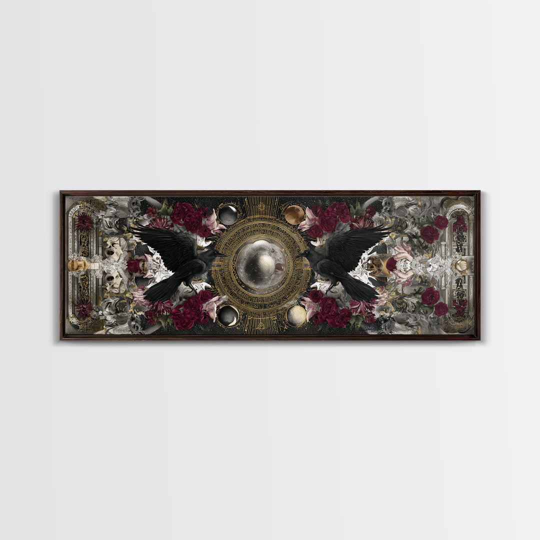 Occult Celestial Hands Framed Canvas Print, Dark Art, Painting, Living Room Decor, Fine Art, Nocturne, Gothic Wall Art, DAR-3x1-84