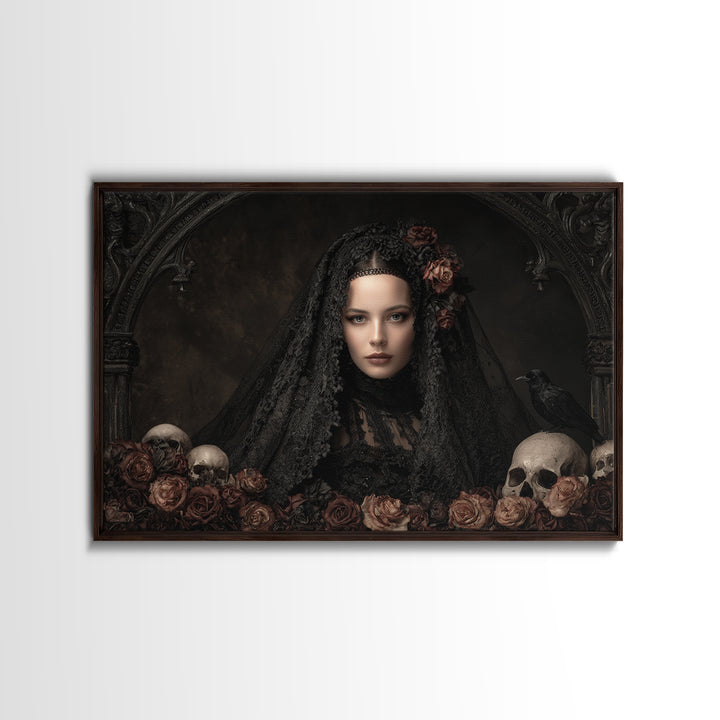 Gothic Woman Portrait Canvas Print, Dark Art, Room Decor, Living Room Decor, Oil Painting, Nocturne, Digital Art, DAR-3x2-56