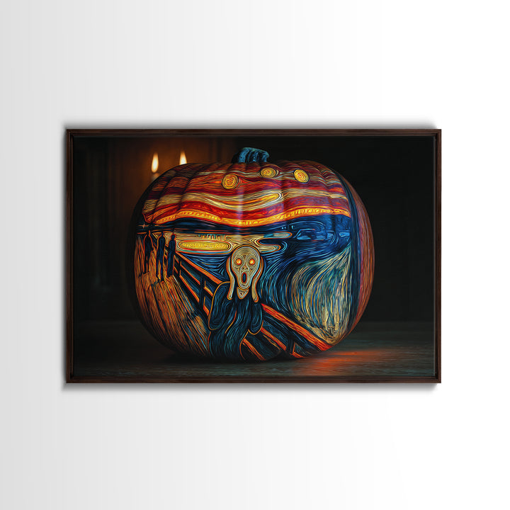 Pumpkins And Moon Phases, Expressionist Gothic Art, Landscape Wall Art, Dark Halloween Decor, Canvas Print, Halloween Wall Art