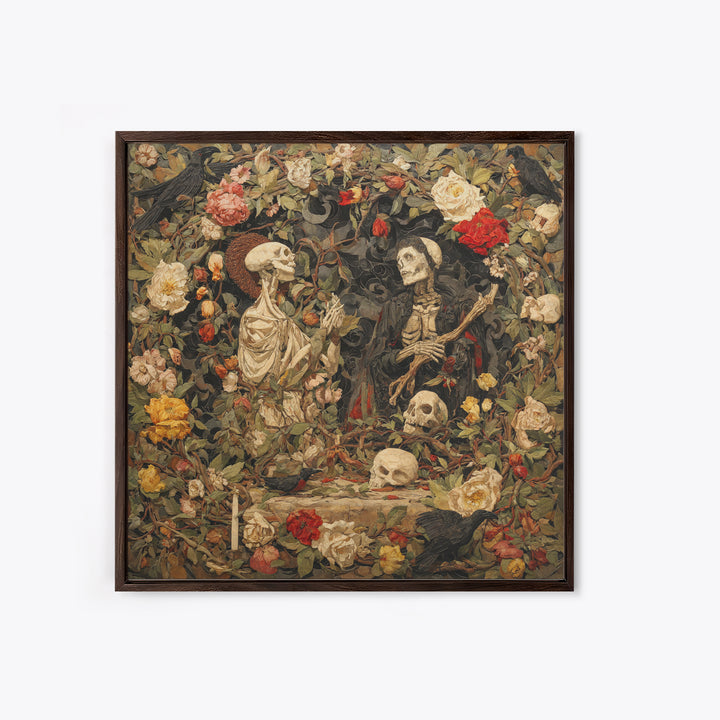 Skeletal Botanicals, Dark Symbolist Art, Square Wall Art, Macabre Wall Art, Canvas Print, Halloween Wall Art, Statement Wall Art