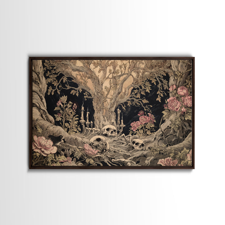Skeletal Botanicals, Expressionist Nightmare Art, Landscape Wall Art, Macabre Wall Art, Canvas Print, Halloween Wall Art, Gothic Home Decor