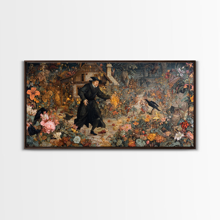 The Poison Garden, Northern Renaissance Horror, Wide Panoramic Art, Dark Fantasy Wall Art, Canvas Print, Halloween Wall Art