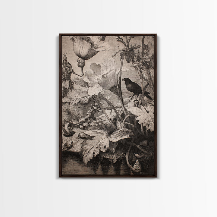 The Poison Garden, Renaissance Engraving Art, Vertical Wall Art, Dark Fantasy Wall Art, Canvas Print, Halloween Wall Art