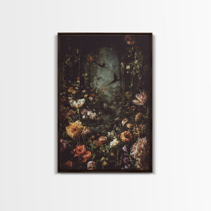 The Poison Garden, Dark Romantic Horror Art, Vertical Wall Art, Gothic Horror Wall Art, Framed Canvas Print, Halloween Wall Art