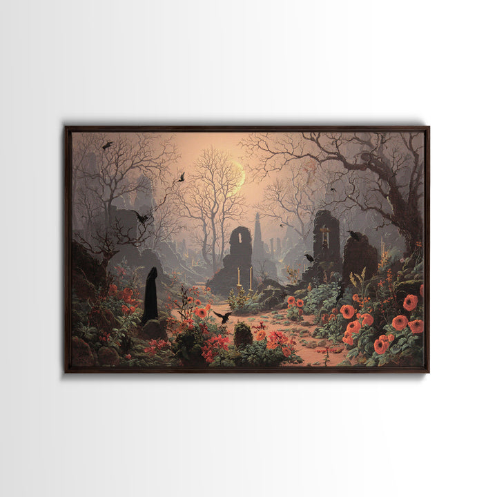 The Poison Garden, Romantic Gothic Landscape, Landscape Wall Art, Macabre Wall Art, Framed Canvas Print, Halloween Wall Art