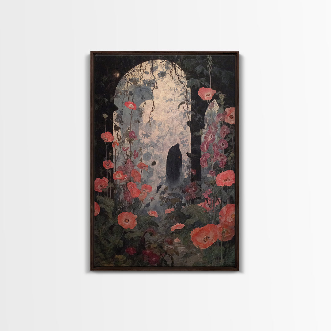 The Poison Garden, Symbolist Dream Art, Vertical Wall Art, Gothic Horror Wall Art, Framed Canvas Print, Halloween Wall Art