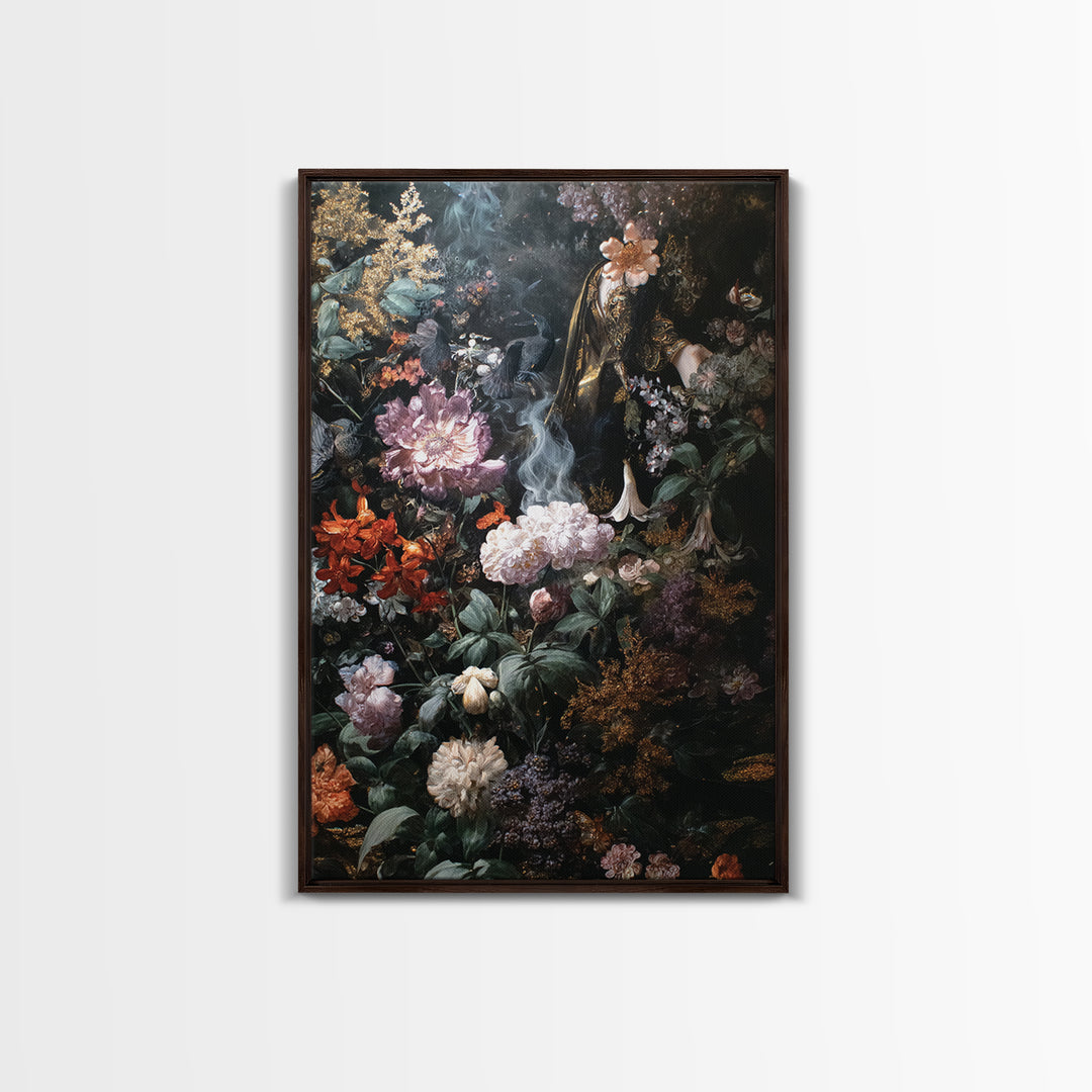 The Poison Garden, Ornate Symbolist Art, Vertical Wall Art, Macabre Wall Art, Framed Canvas Print, Halloween Wall Art