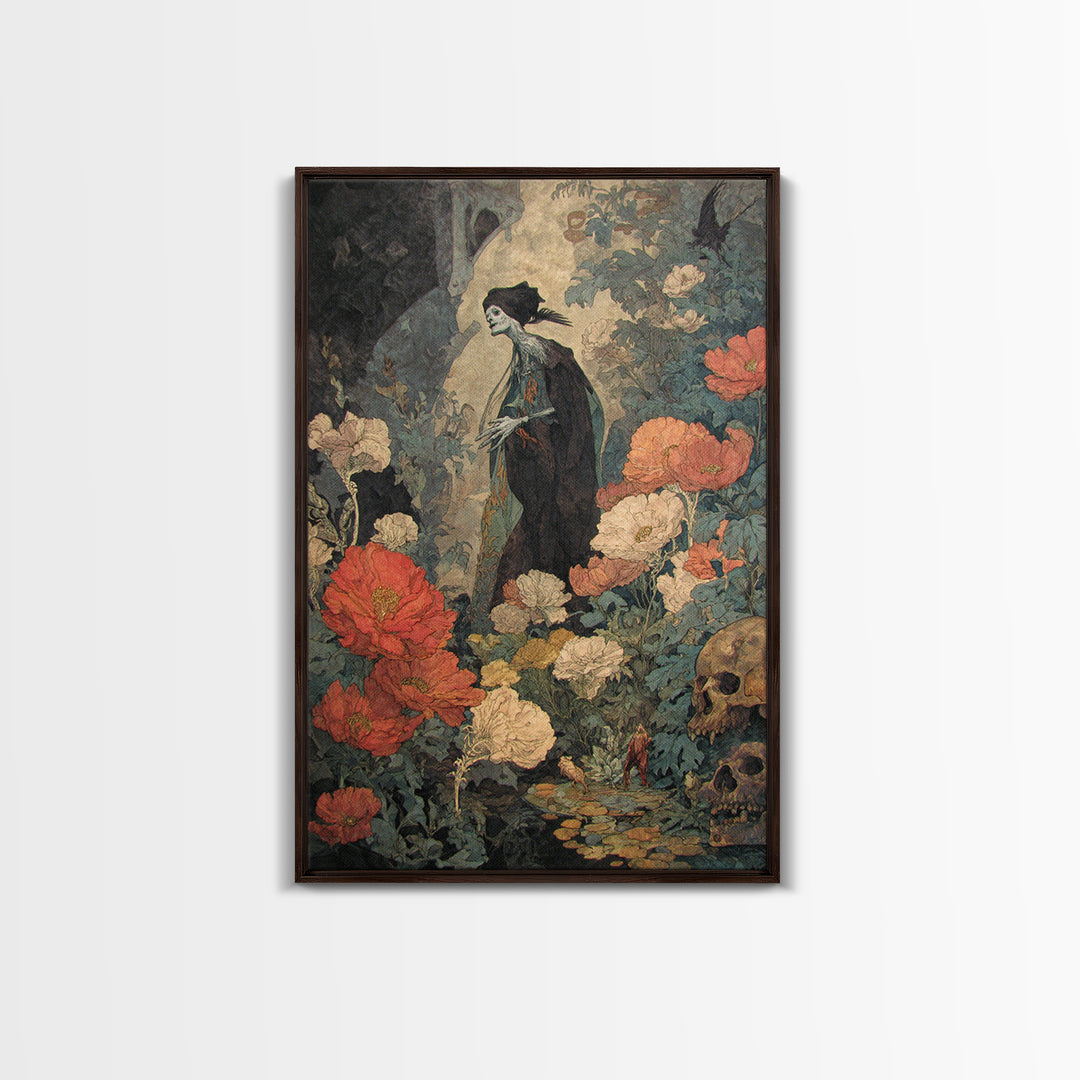 The Poison Garden, Decadent Gothic Art, Vertical Wall Art, Dark Fantasy Wall Art, Canvas Print, Halloween Wall Art, Gothic Home Decor