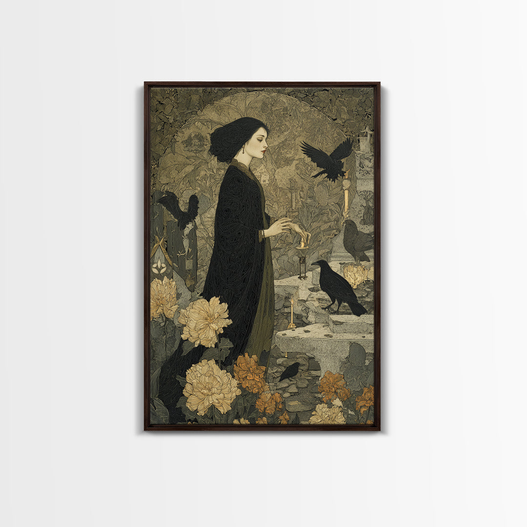 The Poison Garden, Symbolist Death Art, Vertical Wall Art, Gothic Horror Wall Art, Canvas Print, Halloween Wall Art