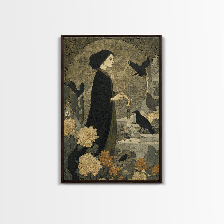 The Poison Garden, Symbolist Death Art, Vertical Wall Art, Gothic Horror Wall Art, Canvas Print, Halloween Wall Art