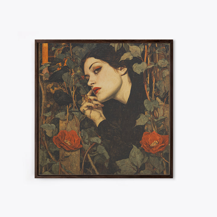 The Poison Garden, Dark Symbolist Art, Square Wall Art, Dark Halloween Decor, Canvas Print, Halloween Wall Art, Gothic Home Decor