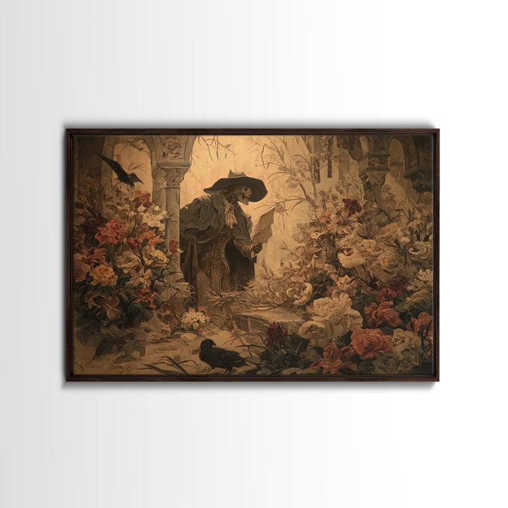 The Poison Garden, Symbolist Etching Art, Landscape Wall Art, Dark Fantasy Wall Art, Canvas Print, Halloween Wall Art, Spooky Wall Decor