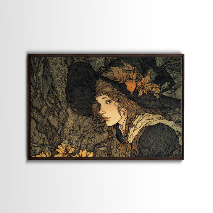The Poison Garden, Gothic Storybook Art, Landscape Wall Art, Dark Fantasy Wall Art, Framed Canvas Print, Halloween Wall Art