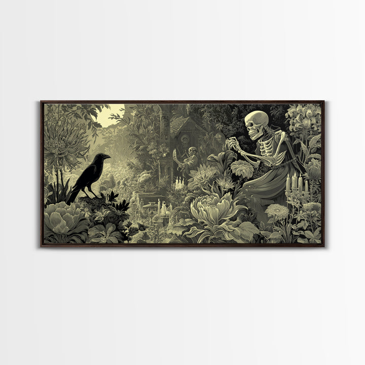 The Poison Garden, Macabre Folk Print Art, Wide Panoramic Art, Macabre Wall Art, Canvas Print, Halloween Wall Art