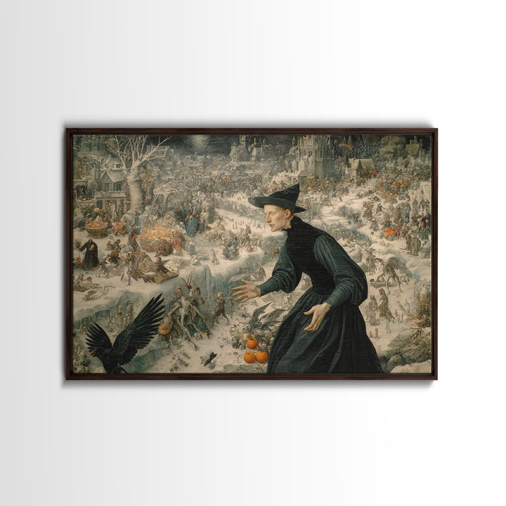 Frozen Halloween, Medieval Grotesque Art, Landscape Wall Art, Gothic Horror Wall Art, Framed Canvas Print, Halloween Wall Art
