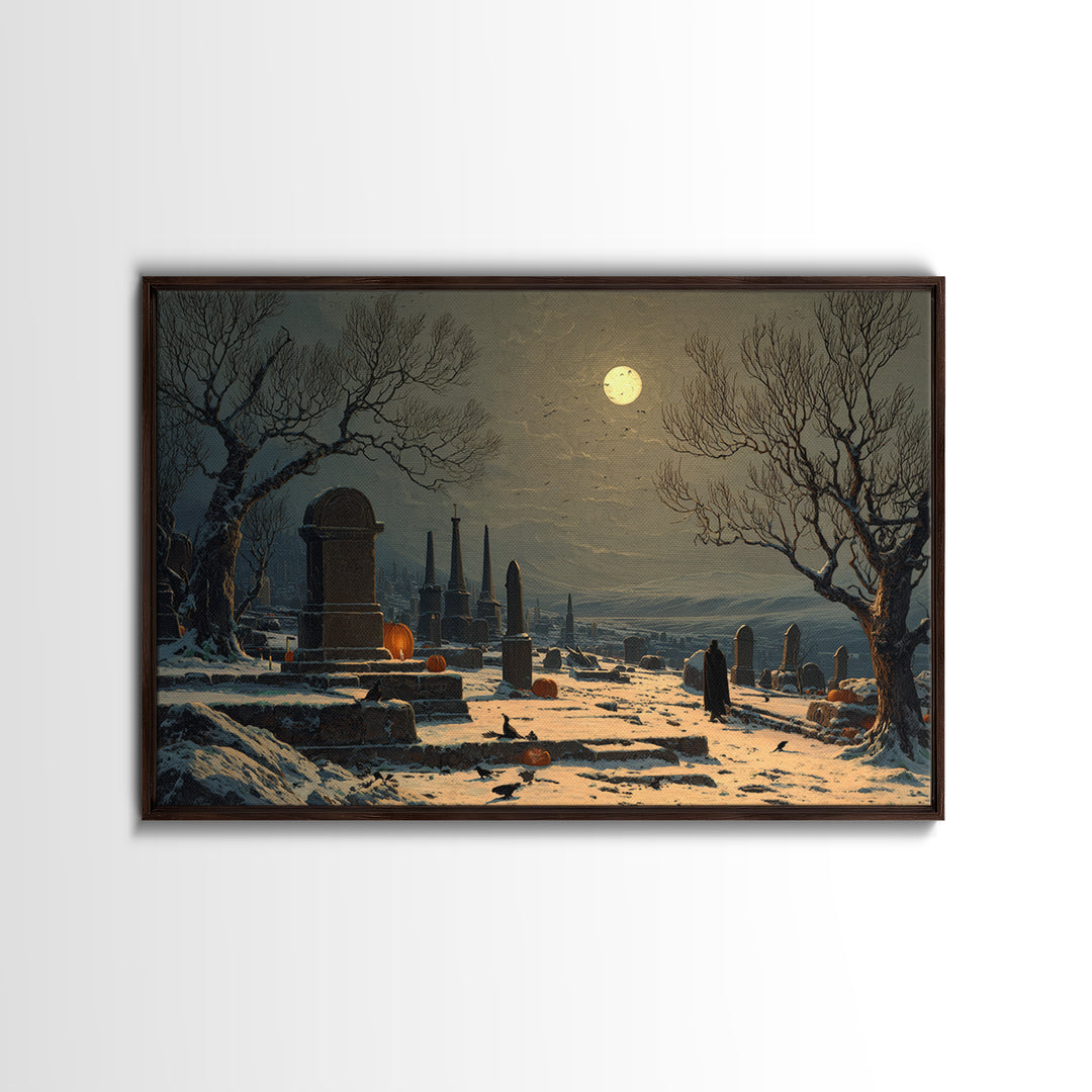 Frozen Halloween, Romantic Gothic Landscape, Landscape Wall Art, Macabre Wall Art, Canvas Print, Halloween Wall Art