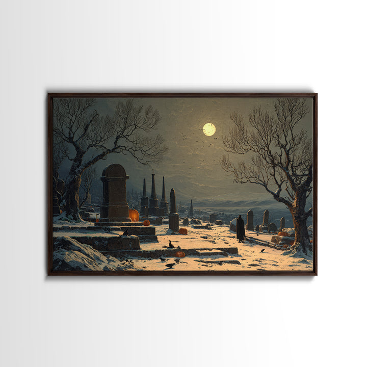 Frozen Halloween, Romantic Gothic Landscape, Landscape Wall Art, Macabre Wall Art, Canvas Print, Halloween Wall Art
