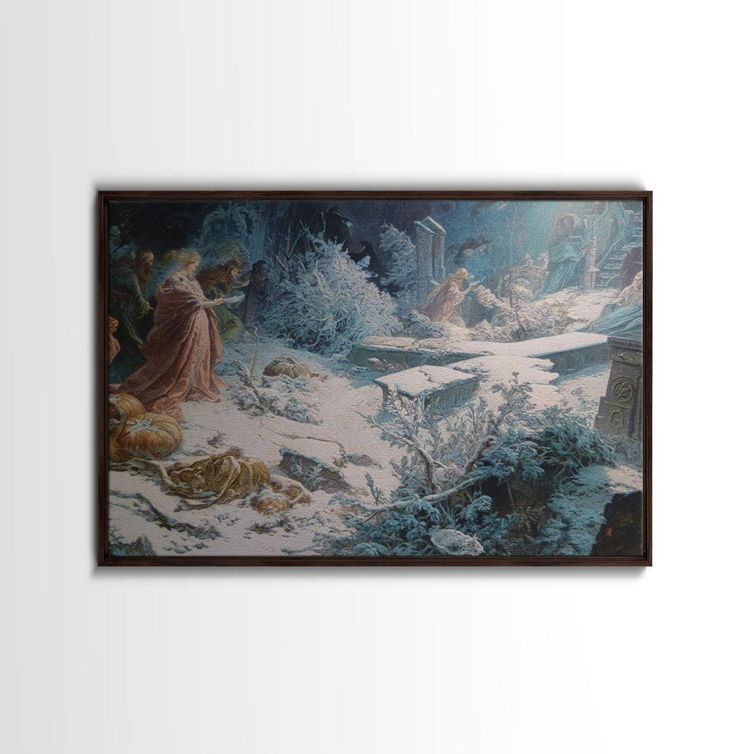 Frozen Halloween, Ornate Symbolist Art, Landscape Wall Art, Macabre Wall Art, Canvas Print, Halloween Wall Art, Halloween Decor