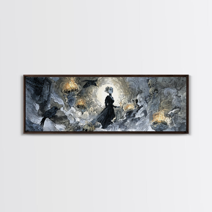 Frozen Halloween, Decadent Gothic Art, Extra Wide Wall Art, Macabre Wall Art, Framed Canvas Print, Halloween Wall Art