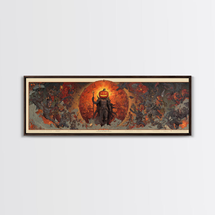 The Pumpkin Paladin, Visionary Gothic Art, Extra Wide Wall Art, Gothic Horror Wall Art, Canvas Print, Halloween Wall Art