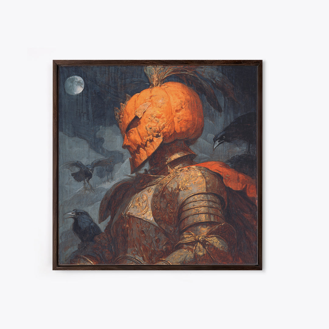 The Pumpkin Paladin, Decadent Gothic Art, Square Wall Art, Gothic Horror Wall Art, Framed Canvas Print, Halloween Wall Art