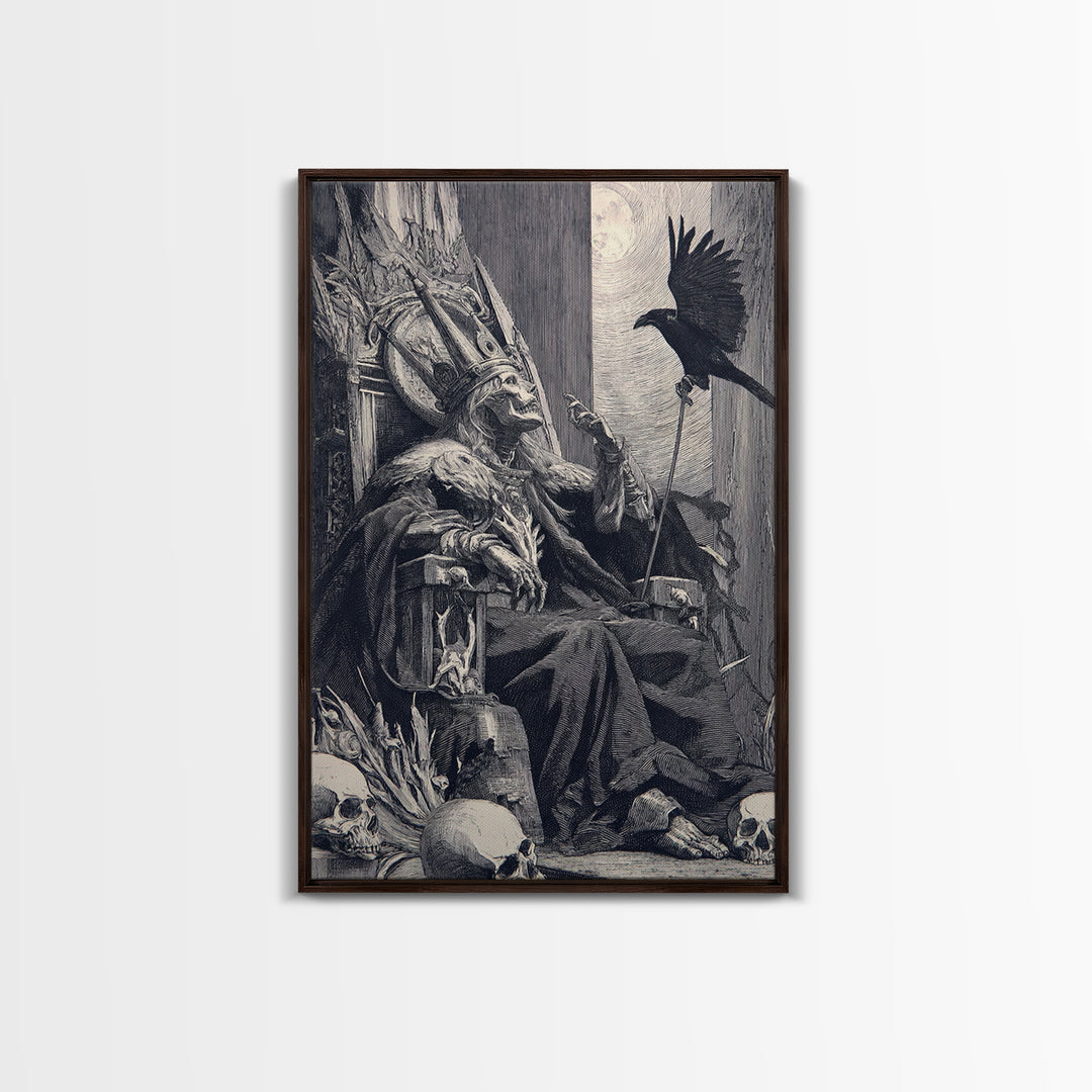 The Necromancer Queen, Renaissance Engraving Art, Vertical Wall Art, Macabre Wall Art, Canvas Print, Halloween Wall Art, Horror Wall Art